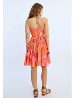 Vestido corto de tirantes estampado multicolor