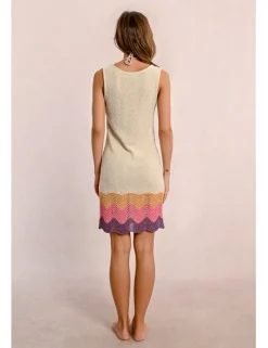 Vestido corto sin manga de punto multicolor