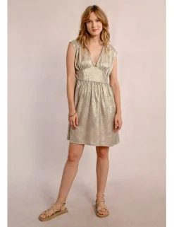 Vestido corto sin manga metalizado