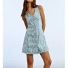 Vestido corto vaquero sin manga con lentejuelas