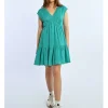 Vestido de manga corta con volantes y lazada