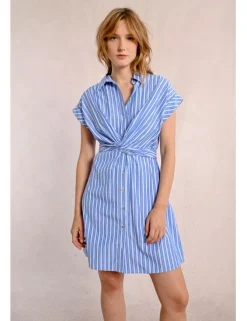 Vestido de manga corta con lazada y estampado