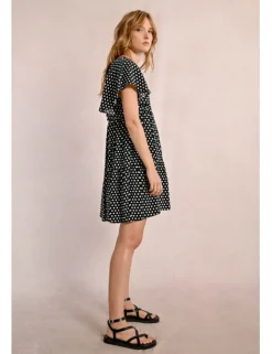 Vestido de manga corta con estampado y volantes