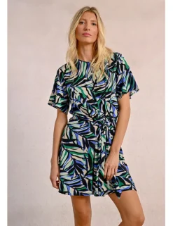 Vestido de manga corta con estampado y lazada