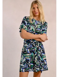 Vestido de manga corta con estampado y lazada