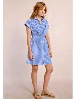 Vestido de manga corta con lazada y estampado