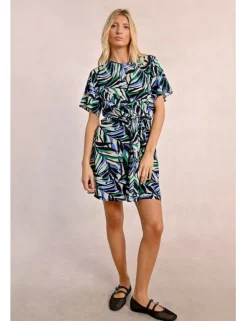 Vestido de manga corta con estampado y lazada