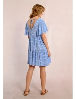 Vestido de manga corta con estampado y volantes
