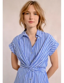 Vestido de manga corta con lazada y estampado