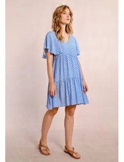 Vestido de manga corta con estampado y volantes