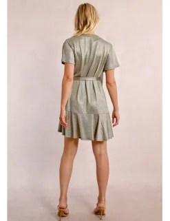 Vestido de manga corta con lazada y volantes