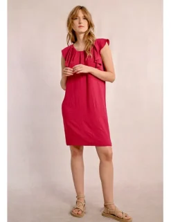 Vestido de manga corta de mariposa con pliegues