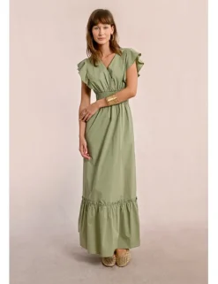 Vestido de manga corta de mariposa con volantes