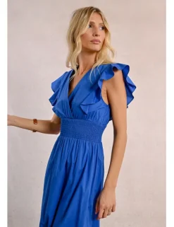 Vestido de manga corta de mariposa con volantes