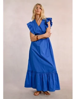 Vestido de manga corta de mariposa con volantes