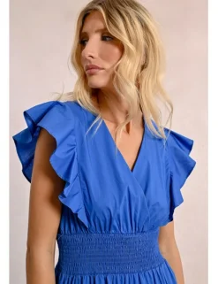 Vestido de manga corta de mariposa con volantes