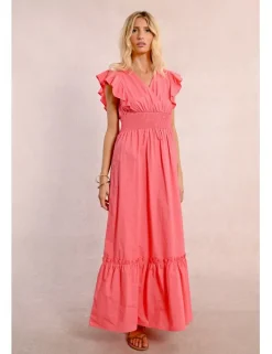 Vestido de manga corta de mariposa con volantes