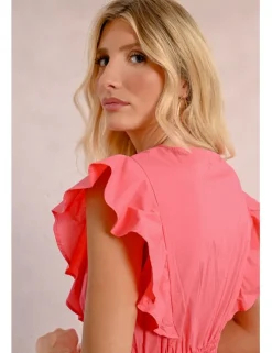 Vestido de manga corta de mariposa con volantes