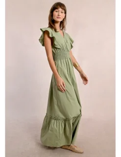Vestido de manga corta de mariposa con volantes