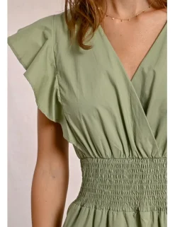 Vestido de manga corta de mariposa con volantes