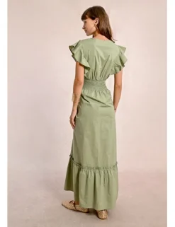 Vestido de manga corta de mariposa con volantes