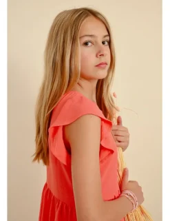 Vestido de manga corta detalle volantes
