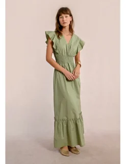 Vestido de manga corta de mariposa con volantes