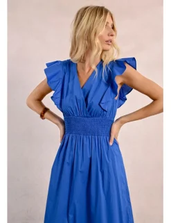 Vestido de manga corta de mariposa con volantes