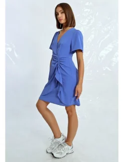 Vestido de manga corta drapeado