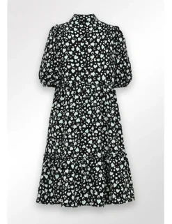 Vestido de manga corta estampado corazones