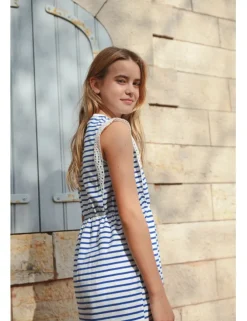 Vestido de manga corta estampado rayas