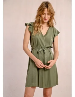 Vestido de manga corta mariposa con lazada