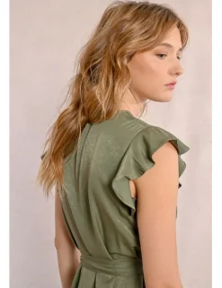 Vestido de manga corta mariposa con lazada