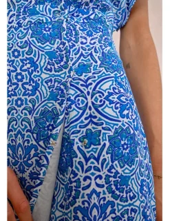 Vestido de manga corta mariposa con estampado