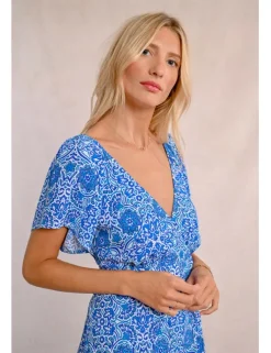Vestido de manga corta mariposa con estampado