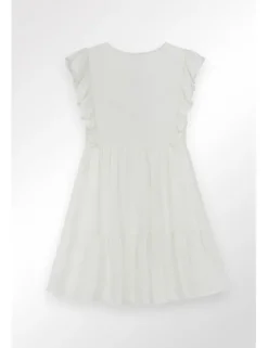 Vestido de manga corta mariposa con volantes