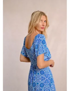 Vestido de manga corta mariposa con estampado