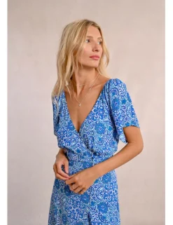 Vestido de manga corta mariposa con estampado