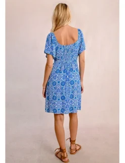 Vestido de manga corta mariposa con estampado