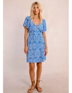Vestido de manga corta mariposa con estampado