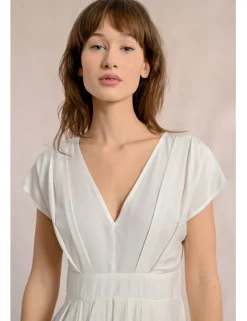 Vestido de manga corta plisado