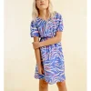 Vestido de manga larga con estampado y abertura