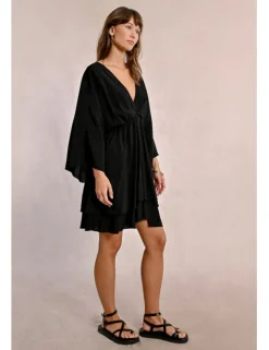 Vestido de manga larga con estampado y volantes