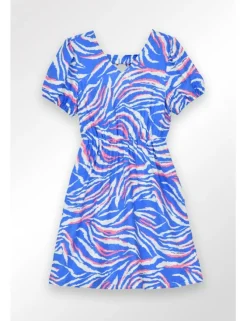 Vestido de manga larga con estampado y abertura