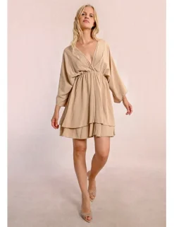 Vestido de manga larga con estampado y volantes