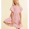 Vestido de manga mariposa estampado rayas