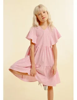 Vestido de manga mariposa estampado rayas