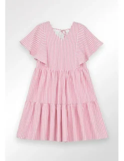 Vestido de manga mariposa estampado rayas