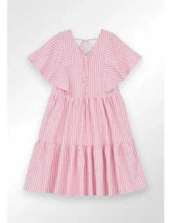 Vestido de manga mariposa estampado rayas