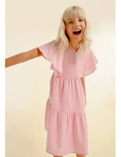 Vestido de manga mariposa estampado rayas
